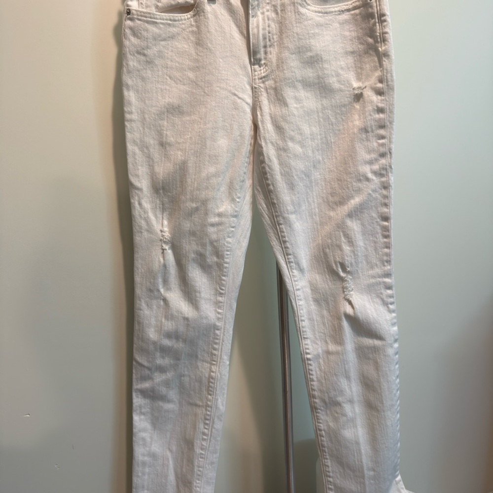 Women's J.Crew White Distressed Skinny Jeans — Style #AV649 — Size 26T